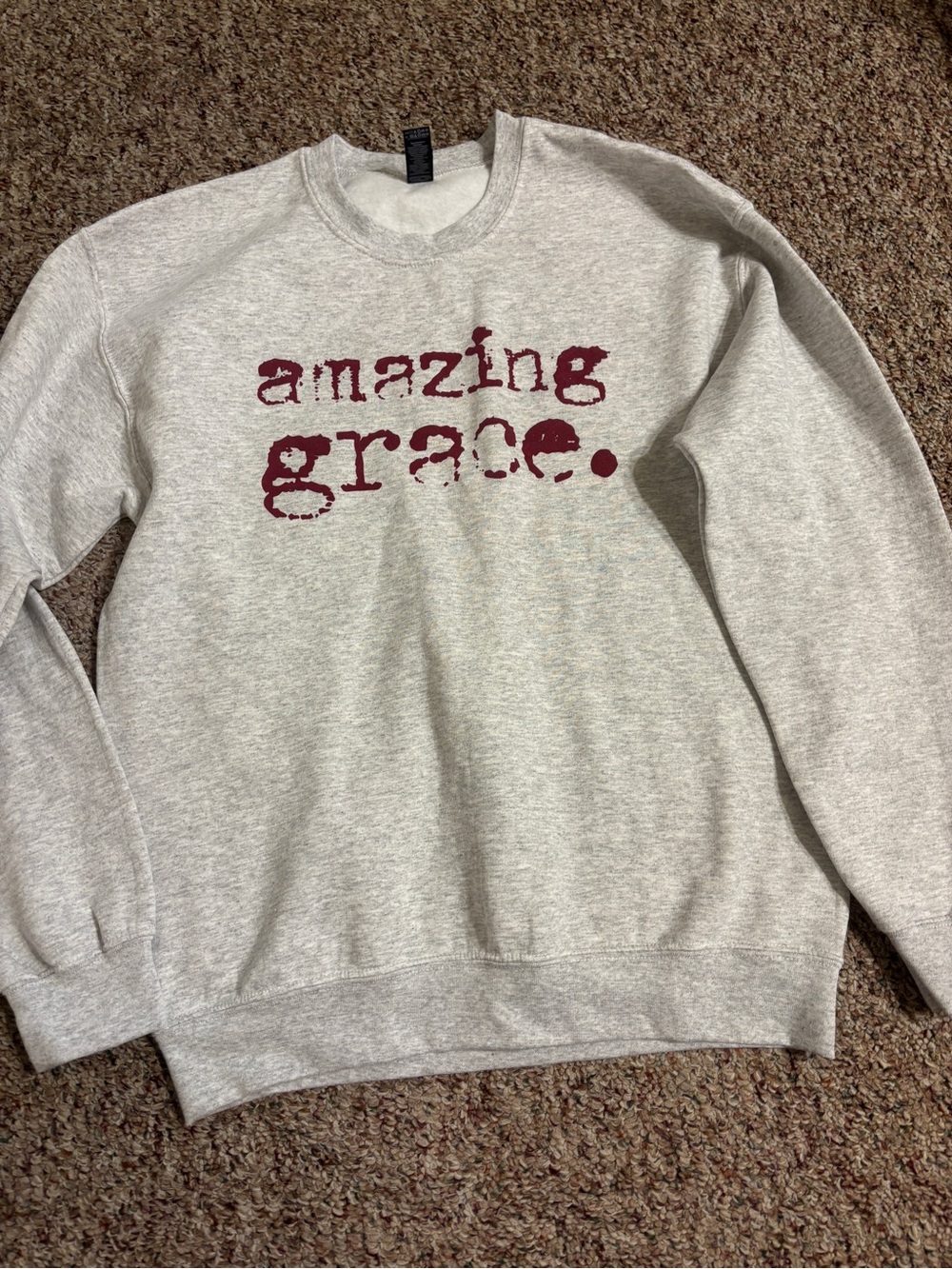 Amazing Grace Gray Sweatshirt with Maroon Script